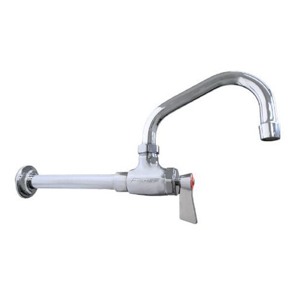 A wall-mounted Chinese or wok range faucet with a 12-inch swing nozzle, 2.2 GPM aerator, and lever handle.