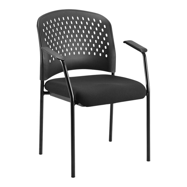 A Eurotech Breeze black office side chair with a black seat and back.