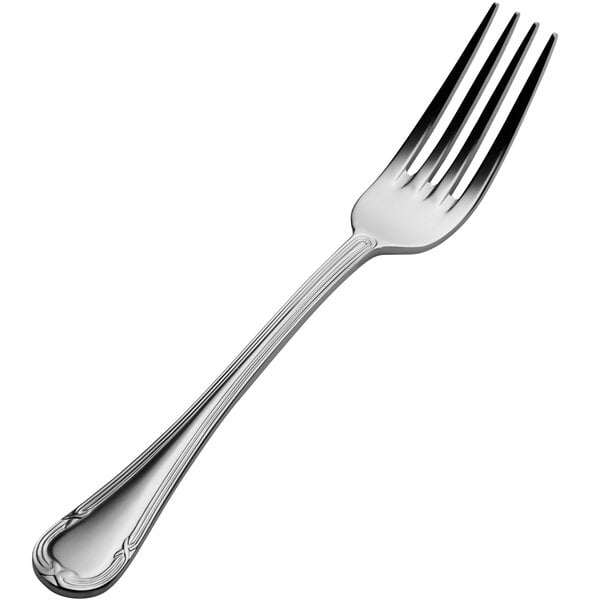 A Bon Chef stainless steel dinner fork with a silver handle.