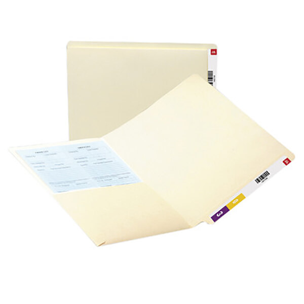 A Smead file folder with a white cover and yellow tab.