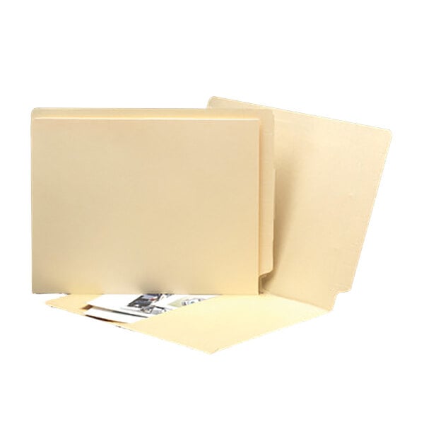A stack of Smead Shelf-Master file folders with a white background.