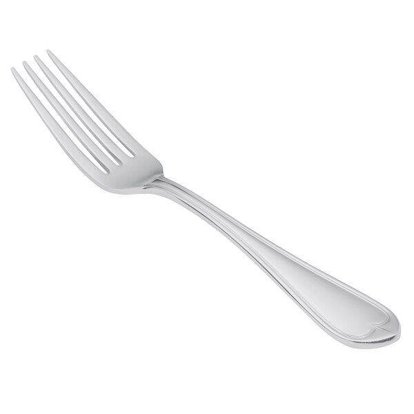 A Libbey stainless steel dinner fork with a silver handle.