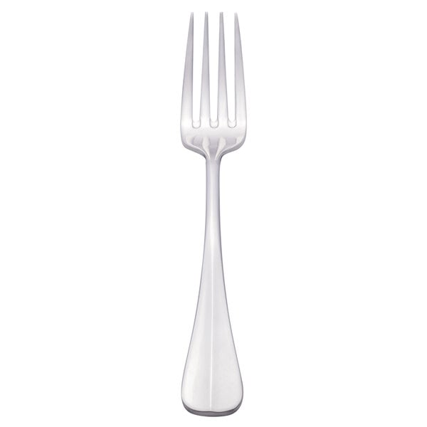 A Libbey stainless steel dinner fork with a silver handle.