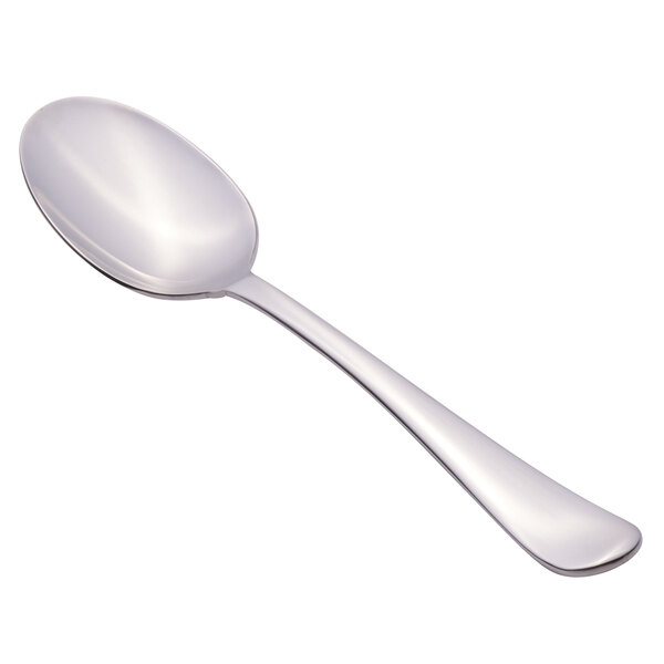 A Libbey stainless steel serving spoon with a silver handle.