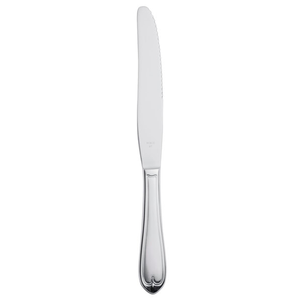 A silver knife with a fluted solid handle.