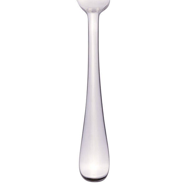 A Libbey stainless steel dinner fork with a white background.