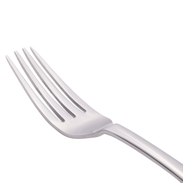 A Libbey European dinner fork with a stainless steel handle.