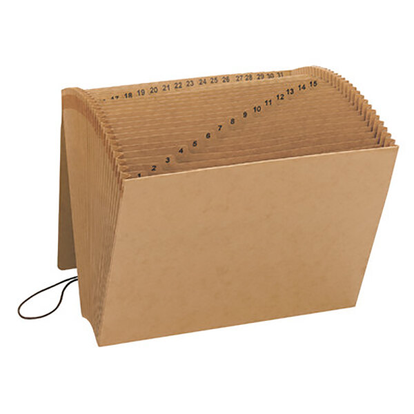 A brown Smead expanding file folder with black numbers on the tabs.