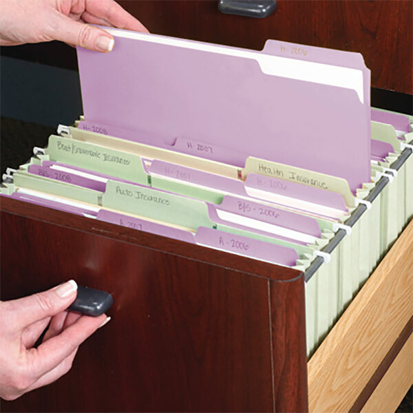 Smead 12443 File Folders 1/3 Cut Top Tab Letter Lavender 100/Box 