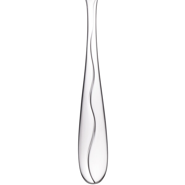 A Libbey stainless steel salad fork with a curved design.