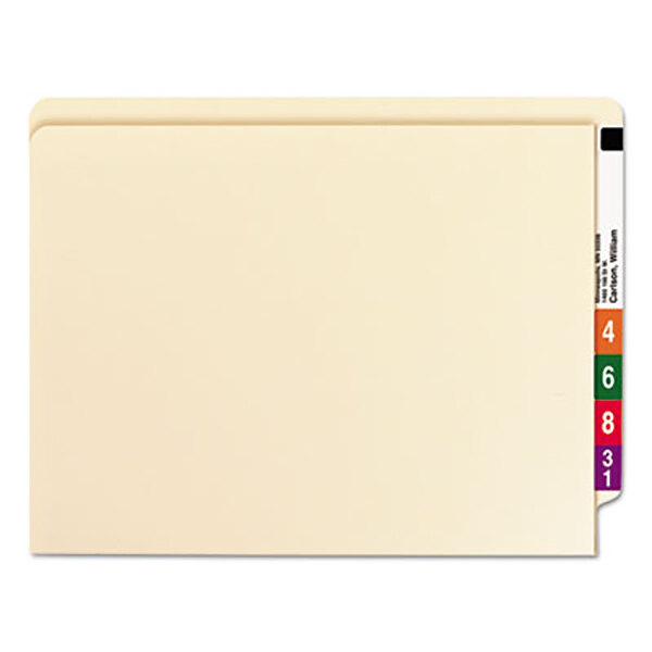 A Smead Manila file folder with tabs.