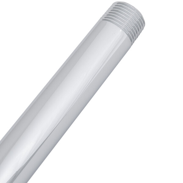 A white pipe with silver connections on top.