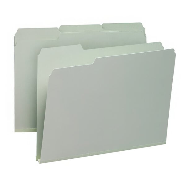 A stack of Smead letter size file folders with 1" expansion and 1/3 cut assorted tabs.