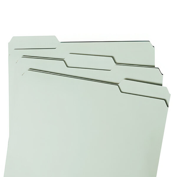 A stack of gray and green Smead file folders.