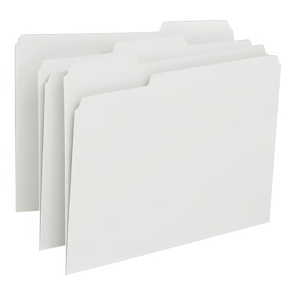 Three white Smead letter size file folders with 1/3 cut tabs.