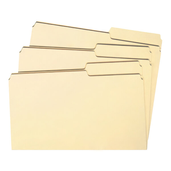 Smead manila file folders with reinforced 2/5 cut right tabs.