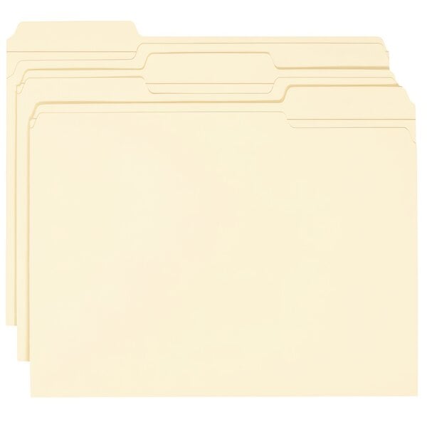 A group of Smead file folders with white panels and tabbed assorted tabs.