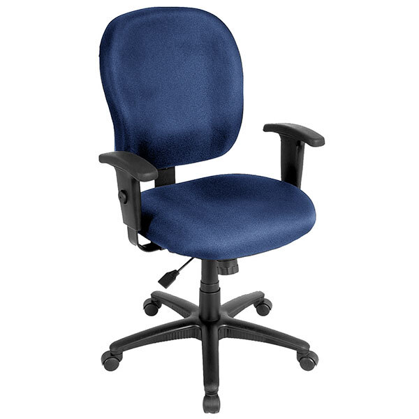 A navy Eurotech Racer Street office chair with arms and a black base.