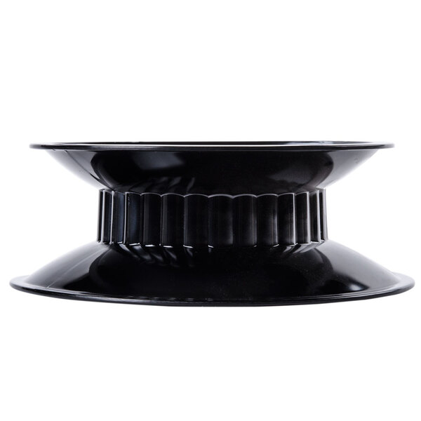 A black melamine pedestal with a white background.