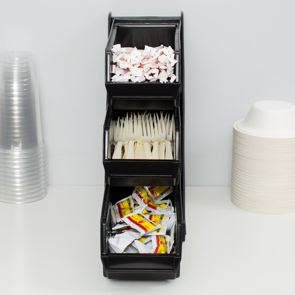 Vollrath 483006 Traex® Black SelfServe 3Tier Condiment Holder Stand