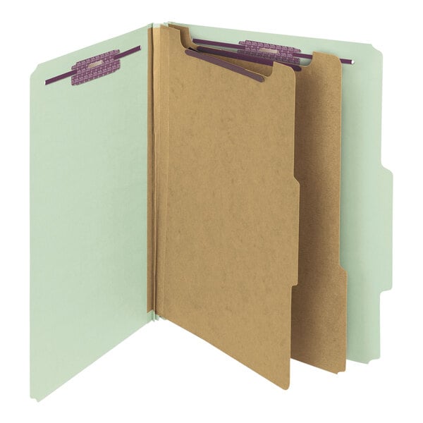 A close-up of a Smead purple SafeSHIELD file folder.