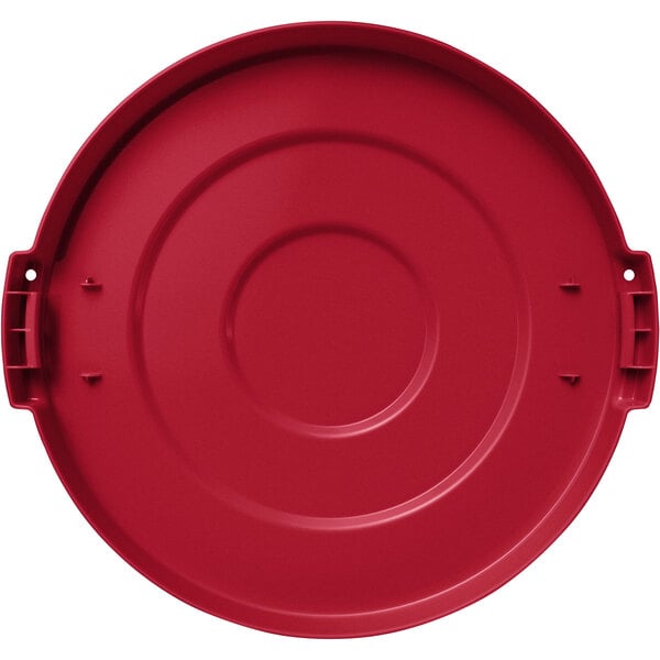A red plastic Carlisle Bronco lid with a handle.