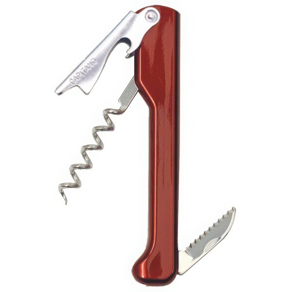 A Franmara Capitano waiter's corkscrew with a ruby and silver radiant handle.