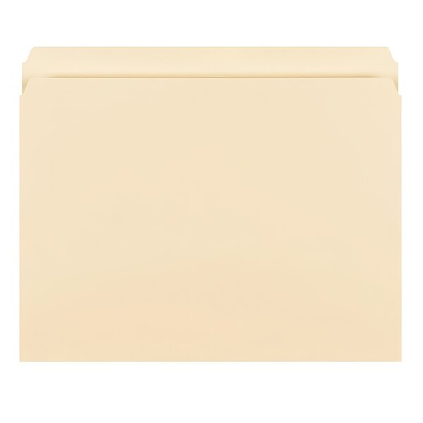 A close up of a Smead manila file folder with a straight cut tab.