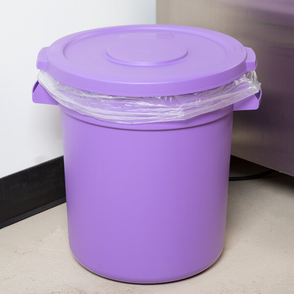 Carlisle 34101189 Bronco 10 Gallon Purple Flat Trash Can Lid