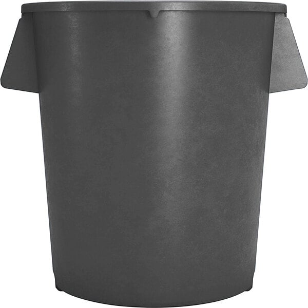 A black Carlisle Bronco trash can with two handles and a lid.