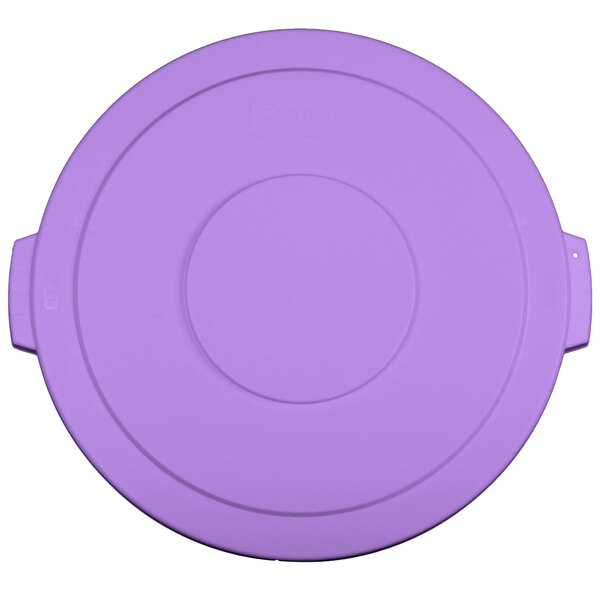 A purple plastic Carlisle Bronco lid with a handle.