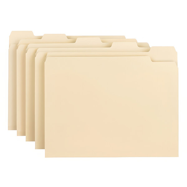 A group of four Smead letter size file folders with 1/5 cut tabs on a white background.