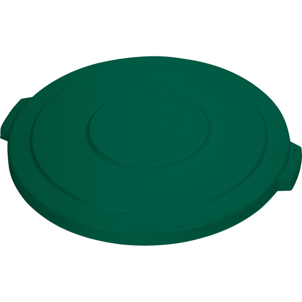 A green Carlisle Bronco trash can lid.