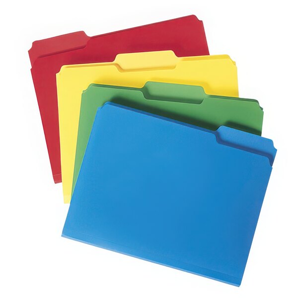 A group of colorful Smead Waterproof Poly File Folders with 1/3 Cut Tabs
