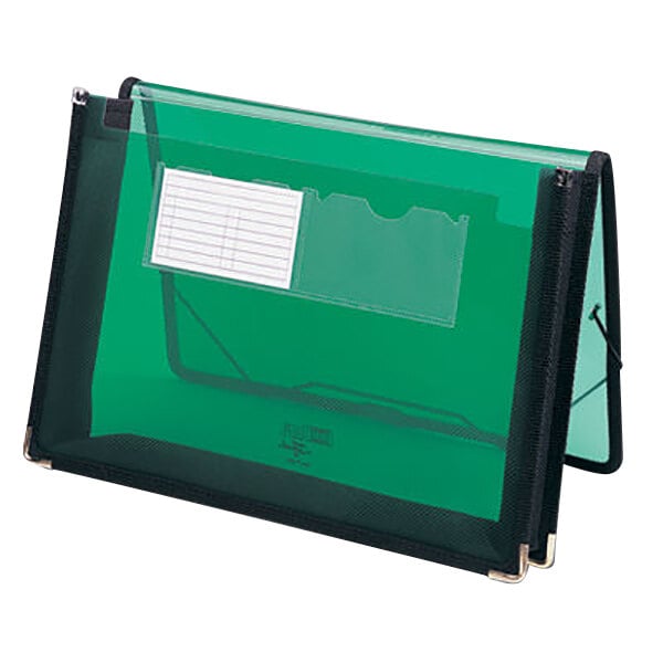 A green plastic file folder.