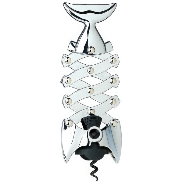 A silver and black Franmara Pisces multi-lever corkscrew.