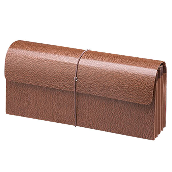 A redrope folder with a flap and cord closure.