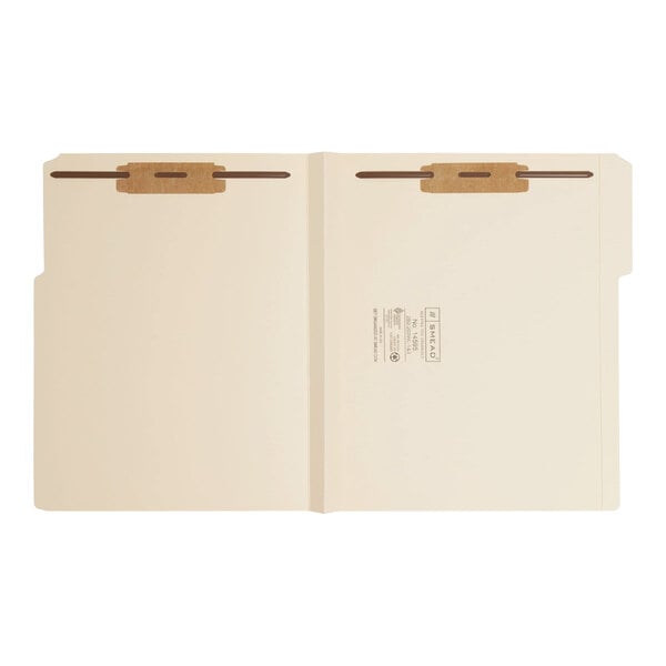 A close-up of a Smead file folder with 2 tabs.
