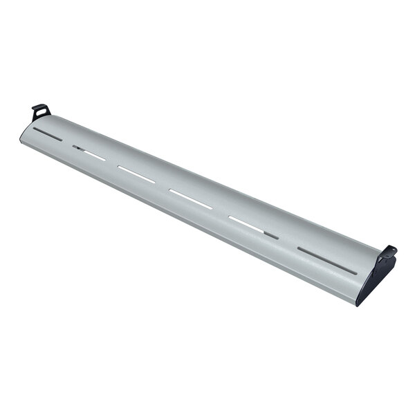 A long silver metal beam with holes.