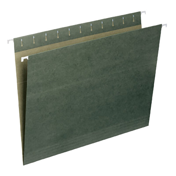 A green Smead hanging file folder.