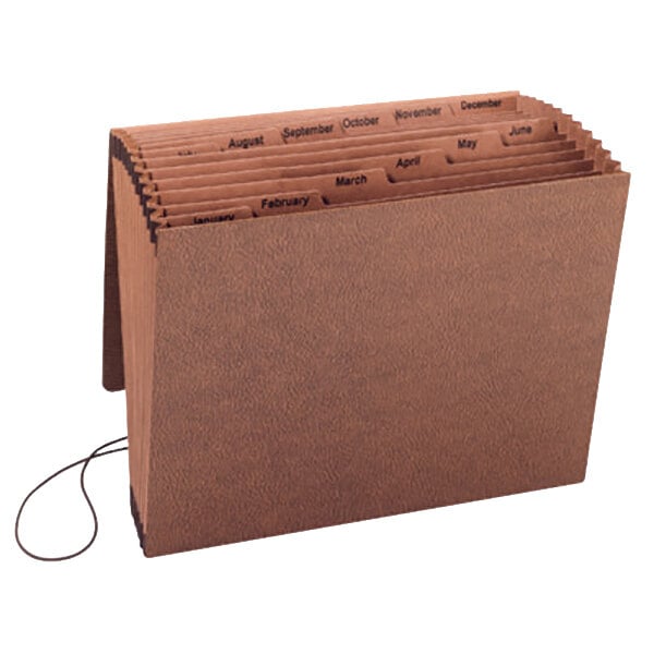 A brown Smead file folder with January-December labels.