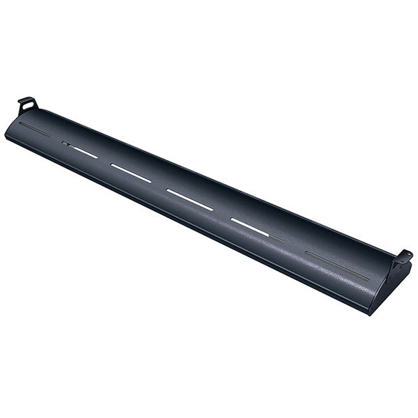 A black rectangular Hatco display light beam with holes.