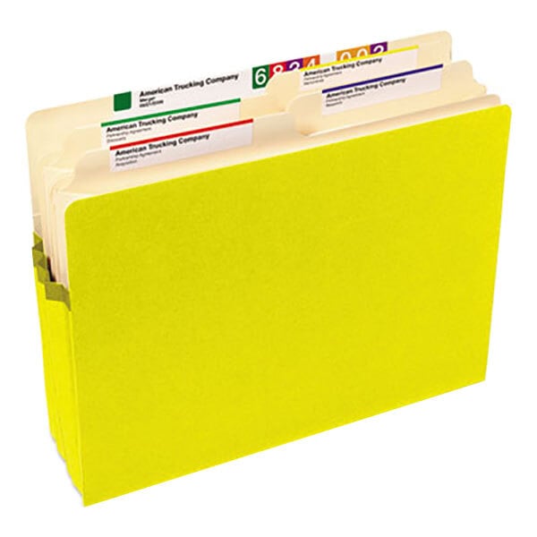 A yellow Smead file pocket with a straight cut tab.