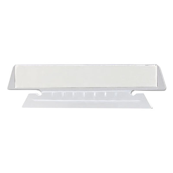 A white rectangular Smead hanging file tab with white insert labels.