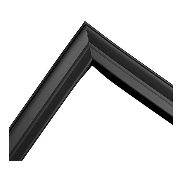 A black door gasket with a right-angle corner, measuring 53 inches by 25 1/2 inches.