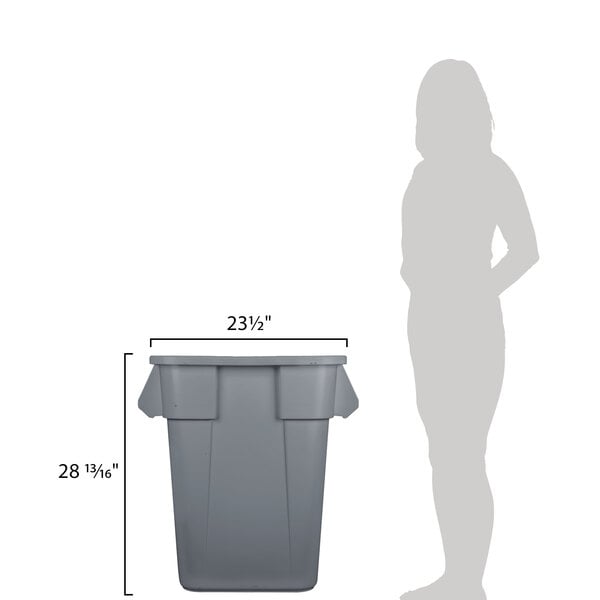 Tall 40 Gallon Recycled Plastic Square Trash Can with Rain Cap - 165 lbs.