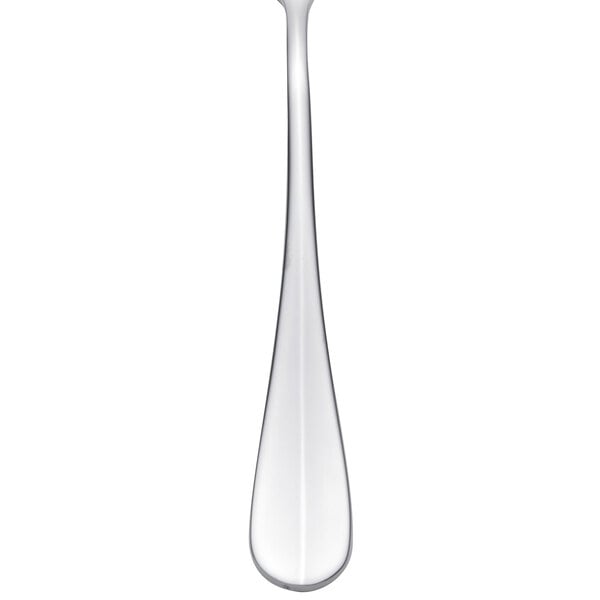 A close-up of a Chef & Sommelier stainless steel butter spreader with a white handle.