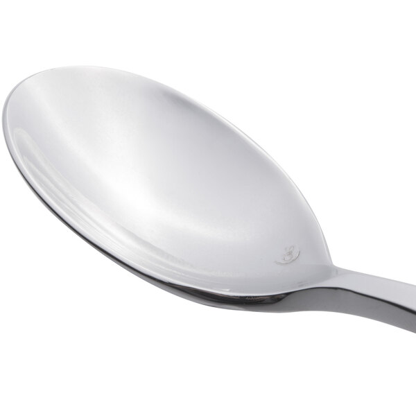 A close-up of a Chef & Sommelier stainless steel European teaspoon with a silver handle.