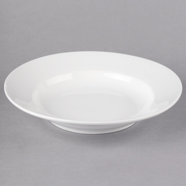 A white porcelain rim soup bowl.