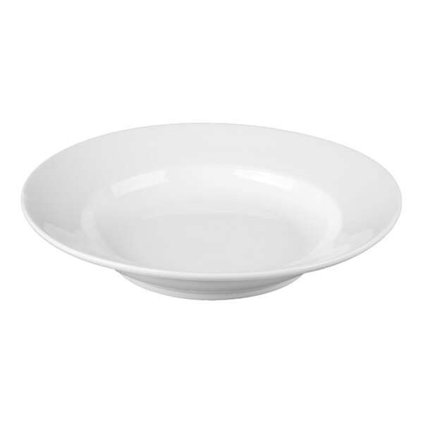 A white porcelain rim soup bowl.